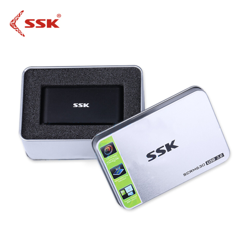 飚王(SSK)SCRM630升级版多功能合一读卡器USB3.0高速读写支持TF/SD/CF手机卡相机卡金属材质