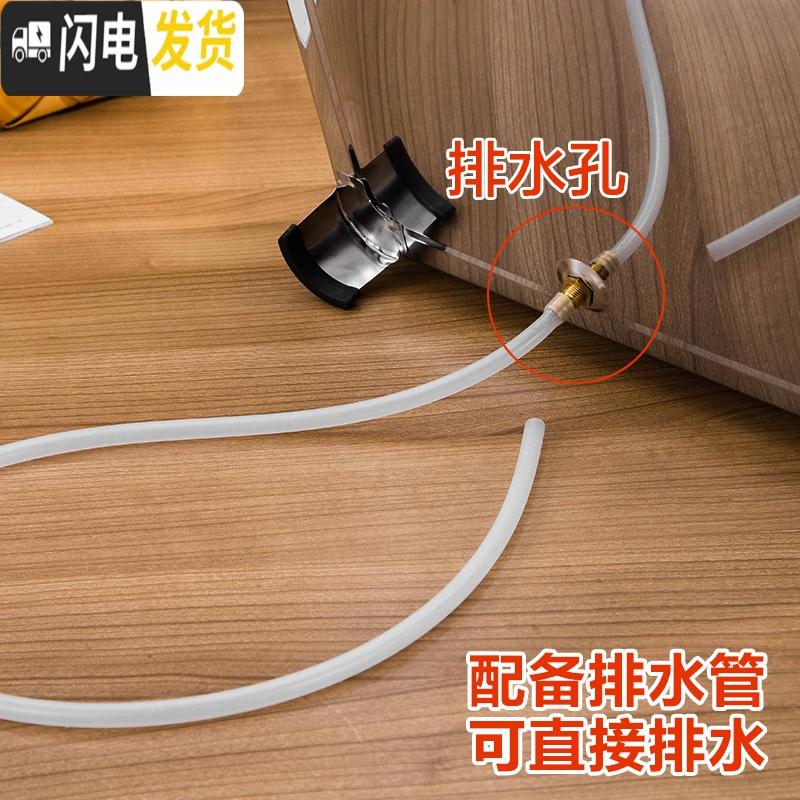 三维工匠带排水不锈钢茶盘不锈钢漏盘家用功夫茶具长方形储水茶托盘 全套无磁50*35(带排水管)