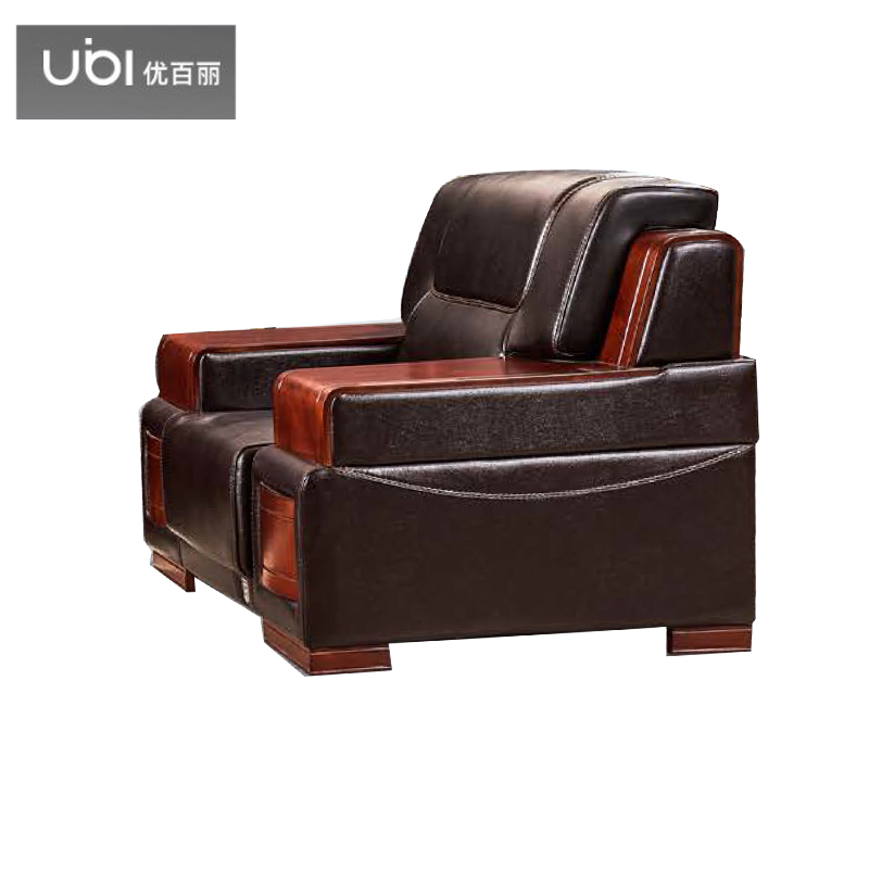 优百丽 F-2049 办公室沙发 办公家具 会客接待 现代简约家具 颜色尺寸可定制 单人位（棕色西皮）