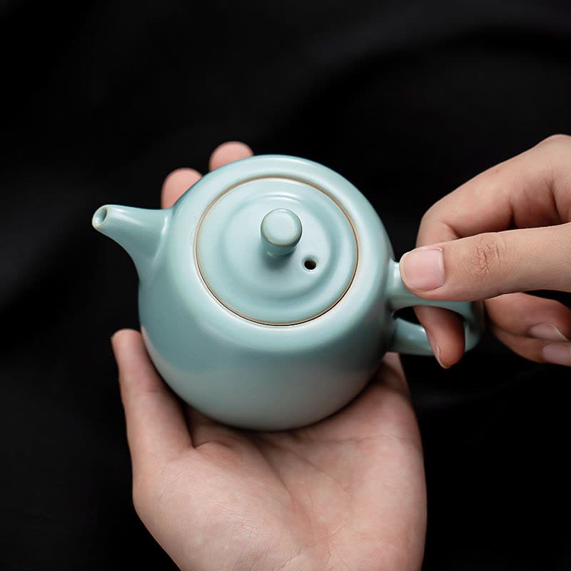 苏氏陶瓷(SUSHI CERAMICS)汝窑井栏泡茶壶开片可养金线汝瓷茶壶礼盒装180ml图片