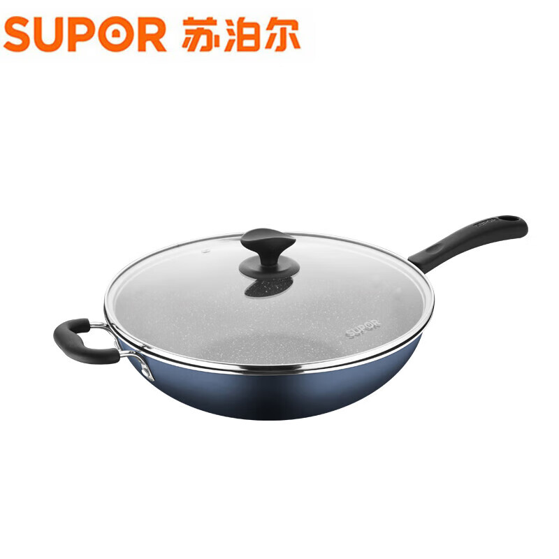 苏泊尔(SUPOR)炒锅 星星石炒锅少油烟复合底 燃气电磁炉通用32CM玻璃盖VC32SAP04
