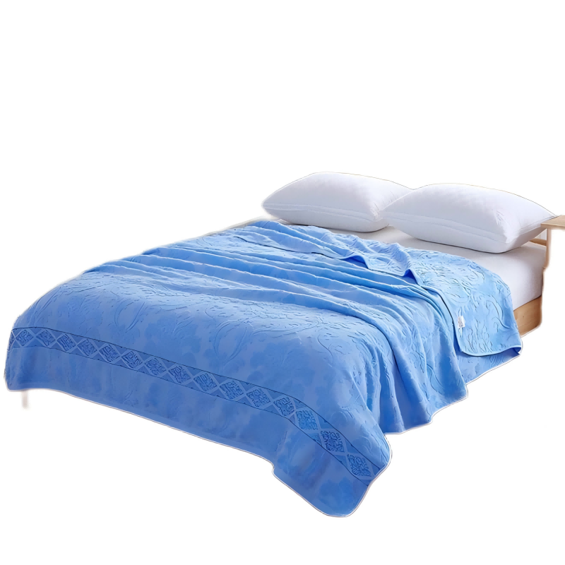 梦丽赛 提花蓝色毛巾被 180cm×220cm ±5(条)高清大图