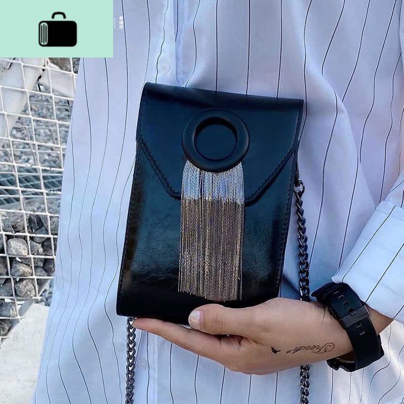 装手机的小挎包女竖型2020铆钉流苏竖款链条零钱包斜挎迷你小包包NEW LAKE图片
