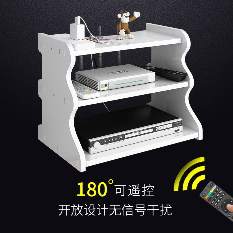 路由器置物架电视机顶盒壁挂收纳盒免打孔家用客厅放无线WiFi架子_1高清大图