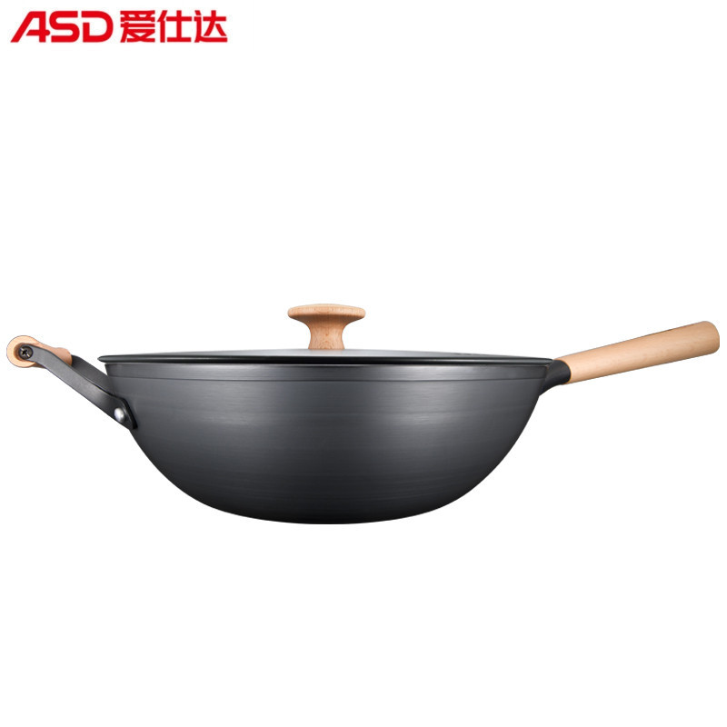 爱仕达(ASD)炒锅 32CM古道生态铸铁炒锅 油你控磁通锈不了铁锅 CF32A3WG