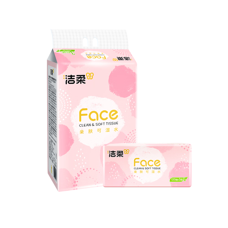 洁柔牌纸面巾粉FACE软抽120抽3层(30包装) 30包/箱PR273-03A高清大图