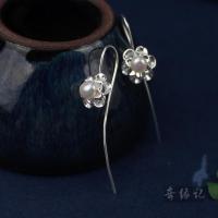 日韩版天然珍珠耳坠925纯银唯美花朵耳环女气质甜美耳钉 时尚饰品送女朋友老婆生日礼物送女朋友七夕情人节礼物