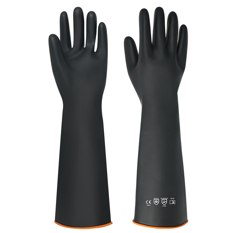 加长乳胶橡胶耐酸碱手套工业劳保耐磨工作防水防滑实验室男女45CM