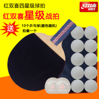 红双喜DHS 四星双面反胶 狂飙套胶成品球拍乒乓球拍 4002/4006