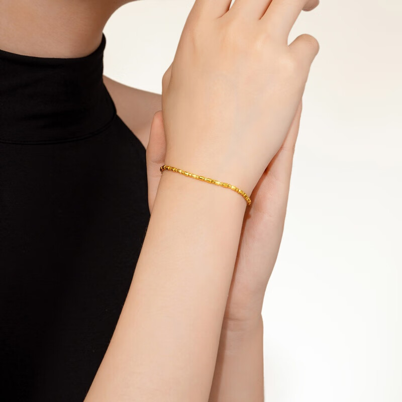 周大福时尚爆闪金珠足金黄金手链工费460计价eof1123女神节礼物