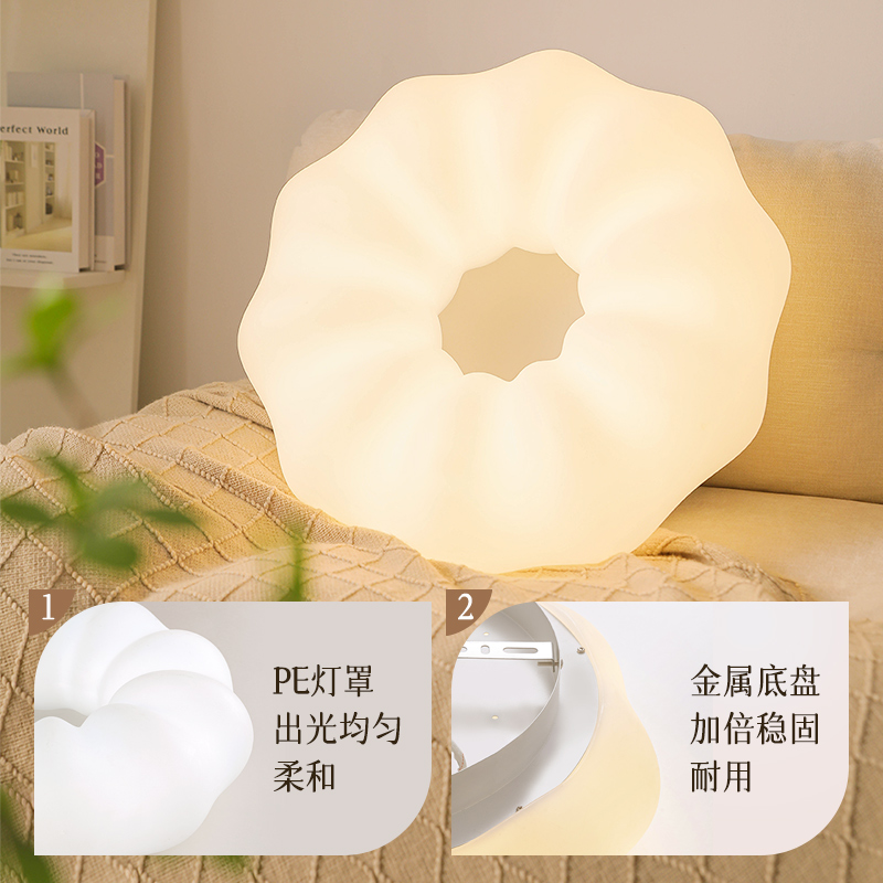 欧普照明/奶盖啵啵/时尚奶油风呵护光吸顶灯吊灯Ra95智能白色客卧餐厅套餐DD高清大图