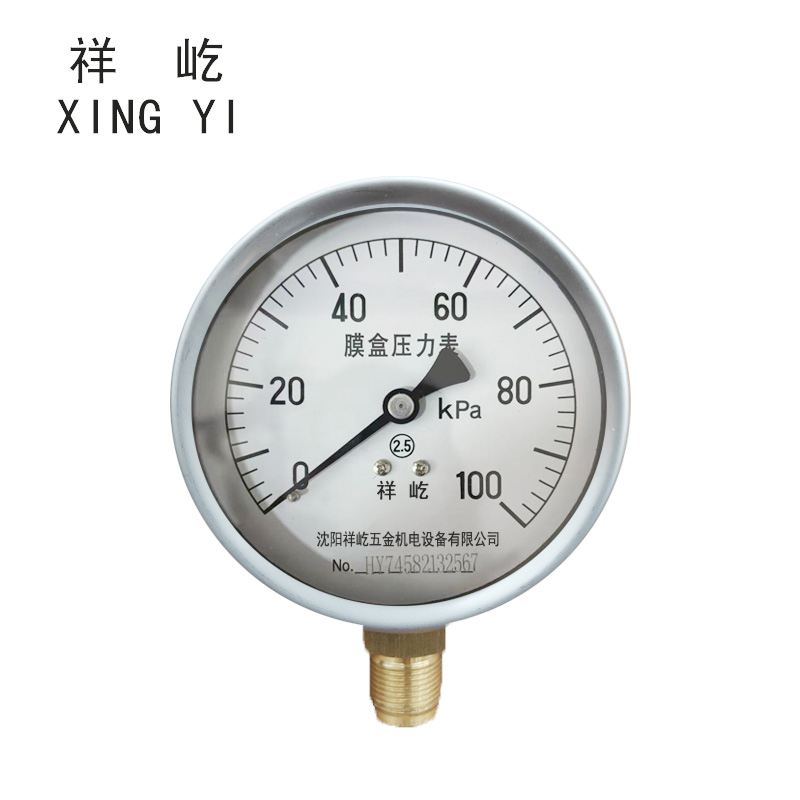 祥屹 膜盒压力表 YE100 0-100Kpa 块高清大图