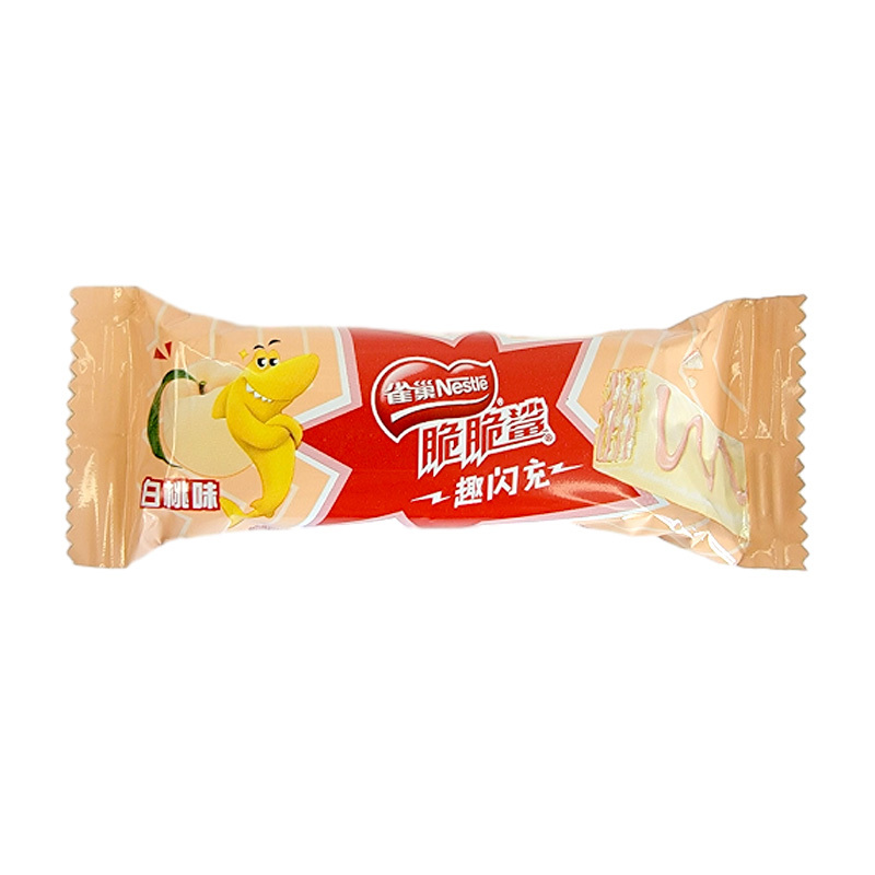 雀巢脆脆鲨趣闪充盒装123g涂层威化饼干草莓白桃咖啡味休闲零食品