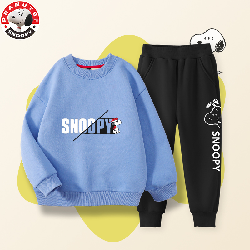 史努比(SNOOPY)儿童套装童装加绒男女中大童冬季新款圆领卫衣运动套装TZTRY4B603