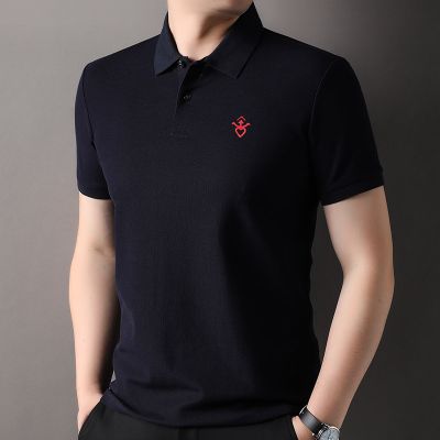 恒源祥男装纯棉t恤男2025夏季新款翻领体恤丝光棉polo衫短袖男t恤
