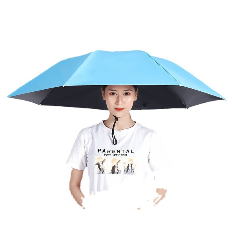 户外头戴伞帽雨伞帽子钓鱼太阳伞采茶环卫防晒斗笠伞折叠大号厂家