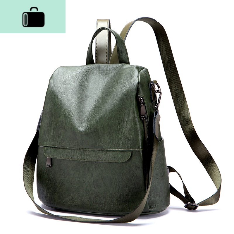 皮双肩包女2020新款潮时尚百搭简约大容量牛皮女士旅行防盗背包NEW LAKE高清大图