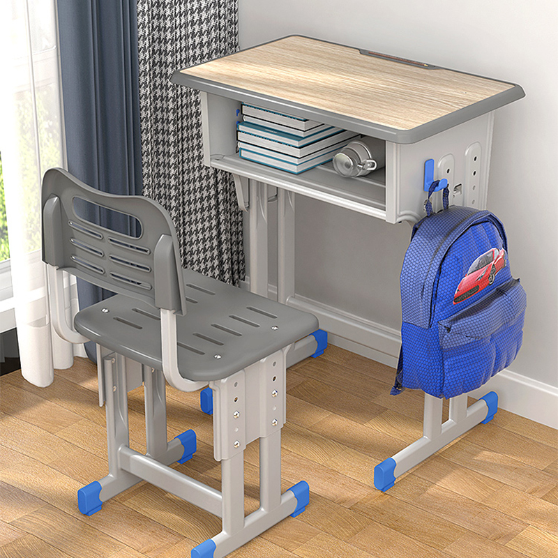 文灵加厚升降塑料课桌椅培训桌中小学生辅导班书桌家用儿童学习桌椅子高清大图