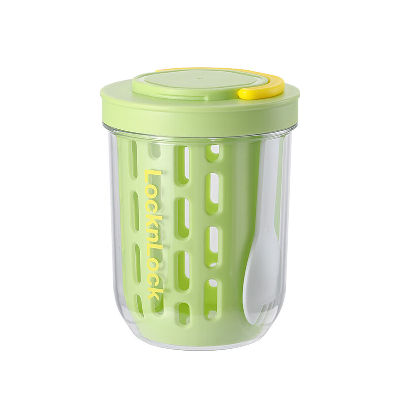 乐扣乐扣(LOCK&LOCK)家用品多功能沥水沙拉杯绿色620ml LCB861GRNFU高清大图