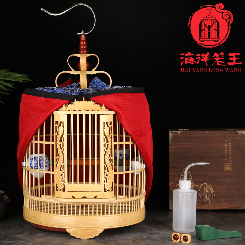 贵州画眉鸟笼竹制精品全套配件海洋鸟笼厂刻八哥鸟笼子大号手工高清大图