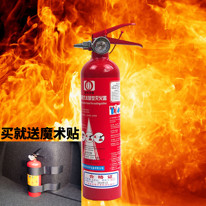 浙安车载水基型手提式泡沫灭火器 0.6L(送魔术贴)车用家用国标水基灭火器高温逃生水系灭火器