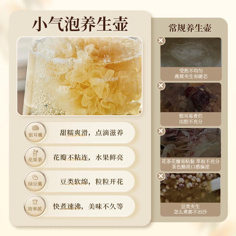 小熊(Bear)小气泡养生壶 烧水壶 1.5升家用恒温水壶煮茶器煮茶壶 降噪轻音 带玻璃炖盅 YSH-F15E1 玻璃高清大图
