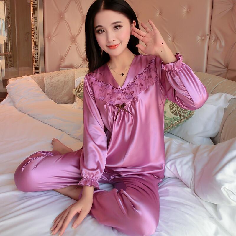女神睡衣女秋季薄款长袖丝绸套装韩版春季真丝空家居服大码