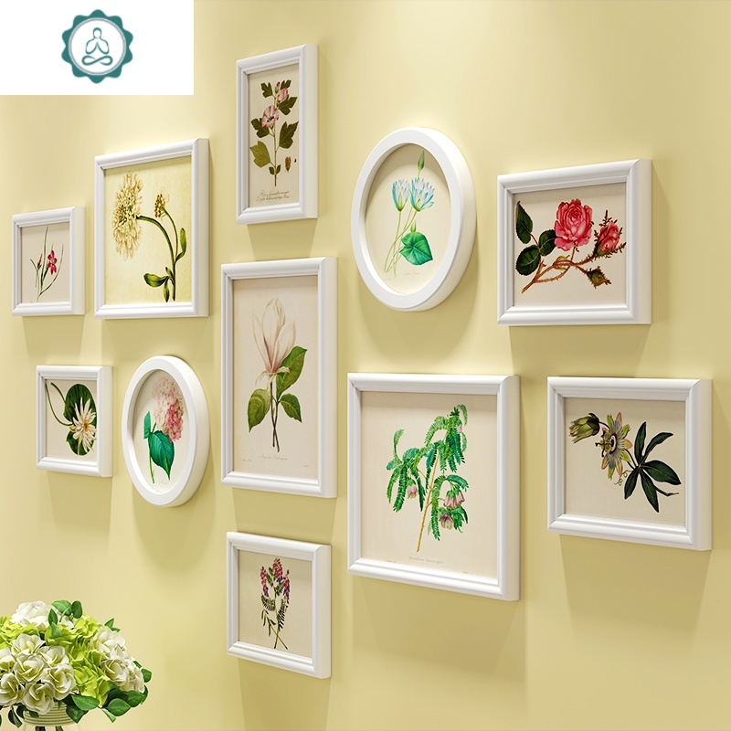 简约现代实木照片墙免打孔装饰欧式相框墙创意挂墙组合卧室相片墙封后