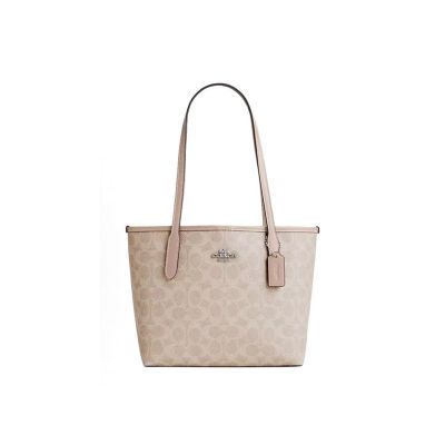 COACH/蔻驰City 23经典老花按扣托特包Tote包购物袋皮革单肩包中号女款 CU759-SVPWH
