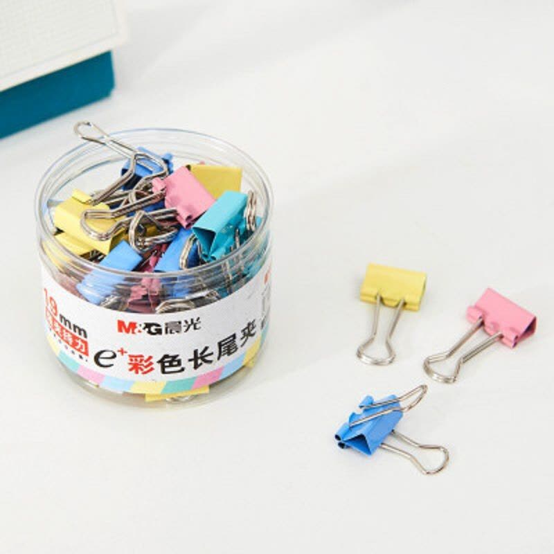 晨光(M&G)19mm彩色长尾夹 金属票据夹 Eplus系列办公燕尾夹 罐ABS92742图片