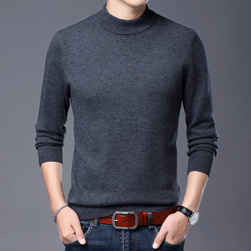免费试穿 牧绒多斯羊绒衫男100%纯羊绒春秋半高领打底毛衣中年大码针织衫打底100纯羊毛衫套头商务羊绒衫男士毛衣