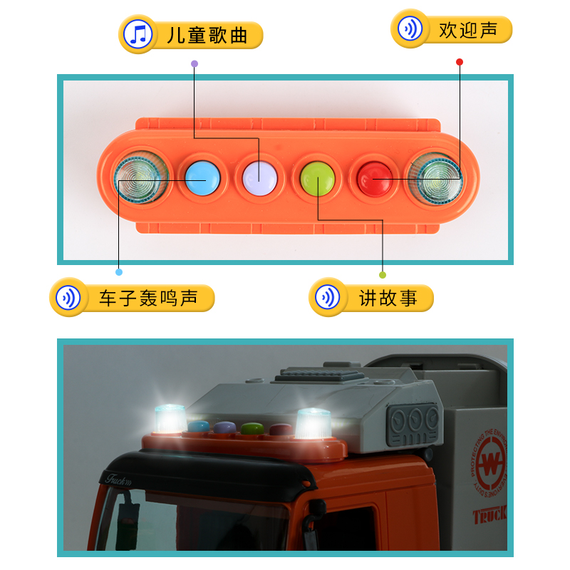 大号工程车垃圾车玩具儿童小男孩玩具车垃圾车扫地环卫车汽车模型 扫地车高清大图