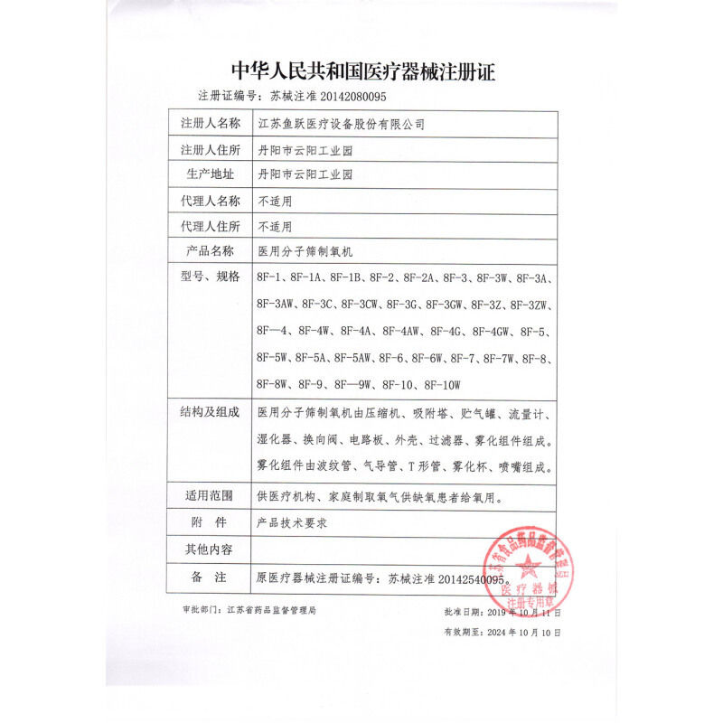 鱼跃(YUWELL)1L升医用制氧机8F-1A 便携款 家用老人孕妇吸氧 氧气机