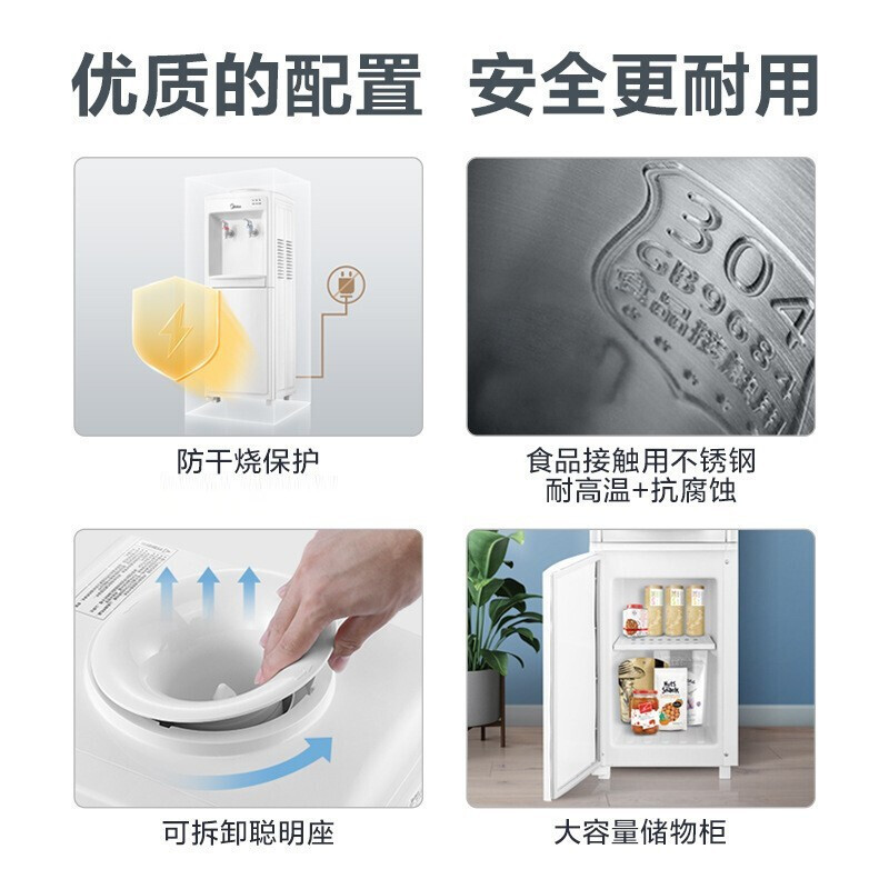 美的(Midea)饮水机 立式家用办公温热型多重防干烧大储物柜饮水器MYR718S-X高清大图