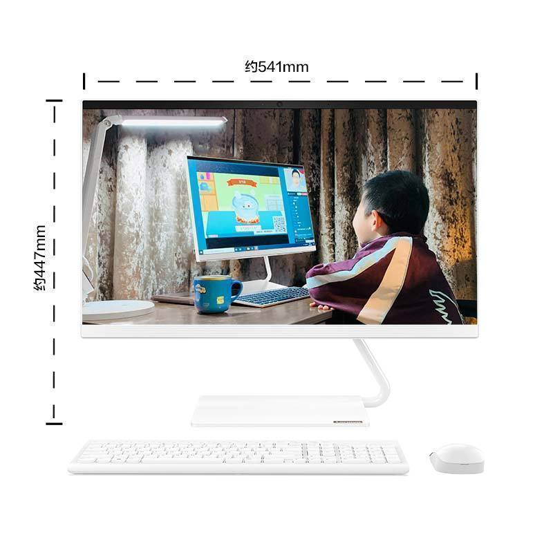 联想(Lenovo)AIO逸 网课商务办公学习台机高性能家用一体机台式机电脑23.8英寸(赛扬4205U 8G 256G SSD 高色域)白