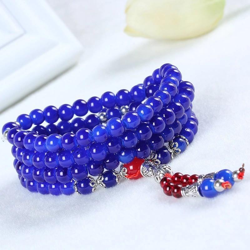 仿玛瑙水晶九转运珠108颗佛珠手链颜色可选男女款送女朋友七夕情人节