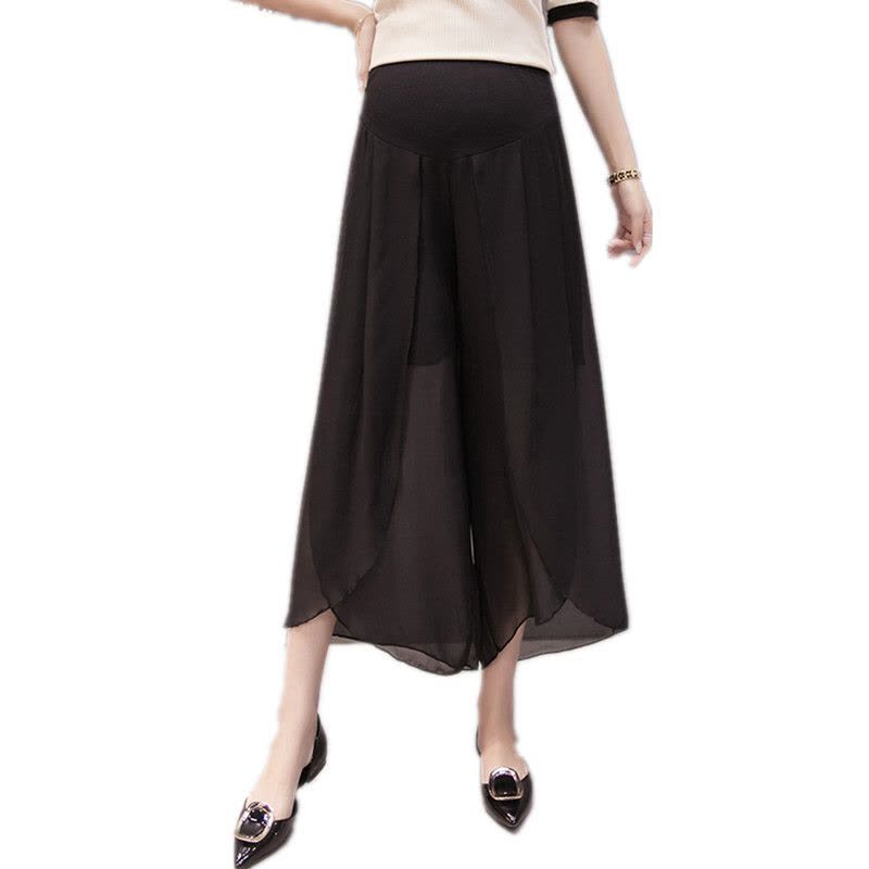 迪鲁奥(DILUAO)孕妇裤子夏薄款雪纺开叉托腹裙裤夏季宽松休闲阔腿九分裤怀孕裤夏图片