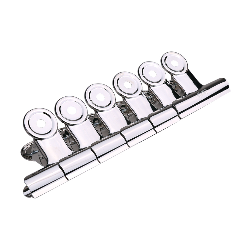 得力(deli)9522票夹大中小号圆形票夹不锈钢铁票夹小夹子 办公用品 大号(64mm/6个装) 2包