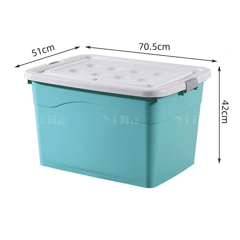 翌嘉YJ4120519 塑料收纳箱带盖子储物整理箱存放箱 绿色 705*510*420高清大图
