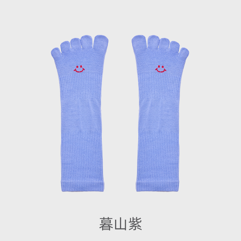 yottoy瑜伽袜女专业普拉提袜防滑袜中筒袜子瑜伽运动健身春夏新款五指袜 笑脸瑜伽袜-暮山紫S码(34-36码)