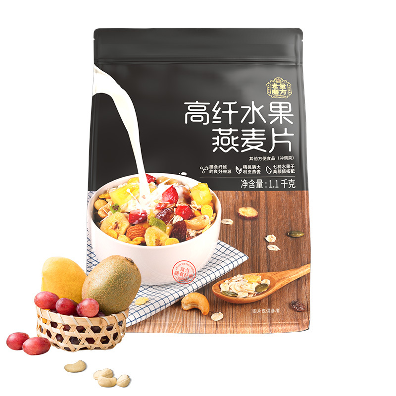 老金磨方 高纤水果燕麦片1100g 营养代餐即食