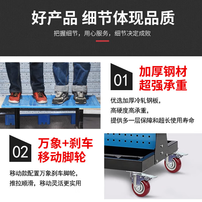 锦北五金工具货架车间螺丝收纳洞洞板展示架移动置物架双面双层固定款高清大图