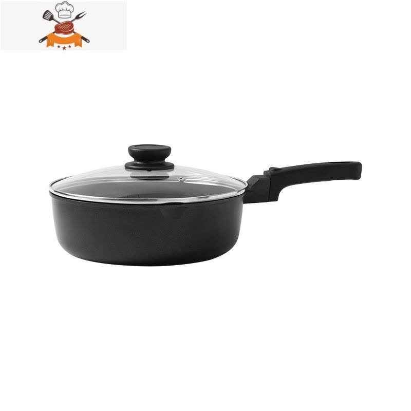 不粘锅炒锅家用炒菜锅电磁炉燃气灶适用专用不锈钢平底锅 敬平 奶茶色24cm+不粘蒸笼图片