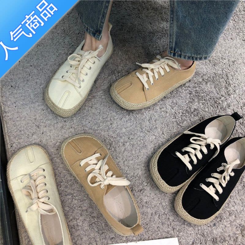 SUNTEK东大门渔夫鞋女2022年春季新款韩版超chic草编懒人一脚蹬乐福鞋女图片