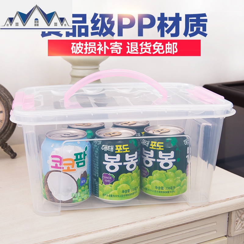 手提式加厚桌面整理盒有盖储物箱透明收纳箱塑料收纳盒子小号 三维工匠高清大图
