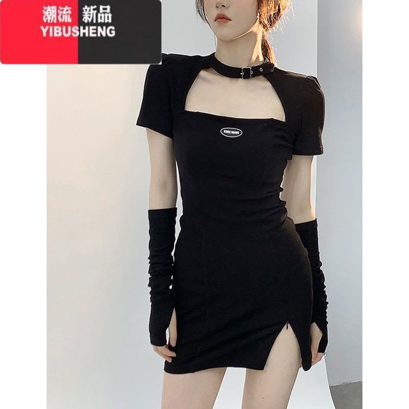YIBUSHENG辣妹性感镂空连衣裙女春秋2024年新款设计感小众修身显瘦包臀短裙图片