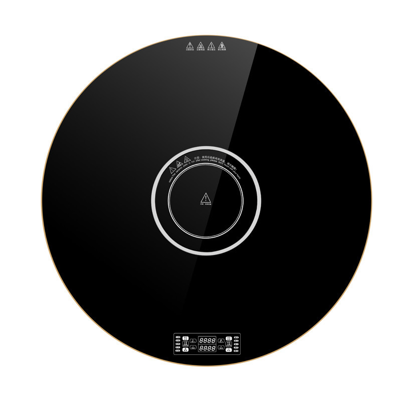 先科暖菜板2000W火锅暖菜板家用饭菜保温桌面加热餐桌电动转盘[90黑色电动旋转+电陶炉款 (金属包边)]高清大图