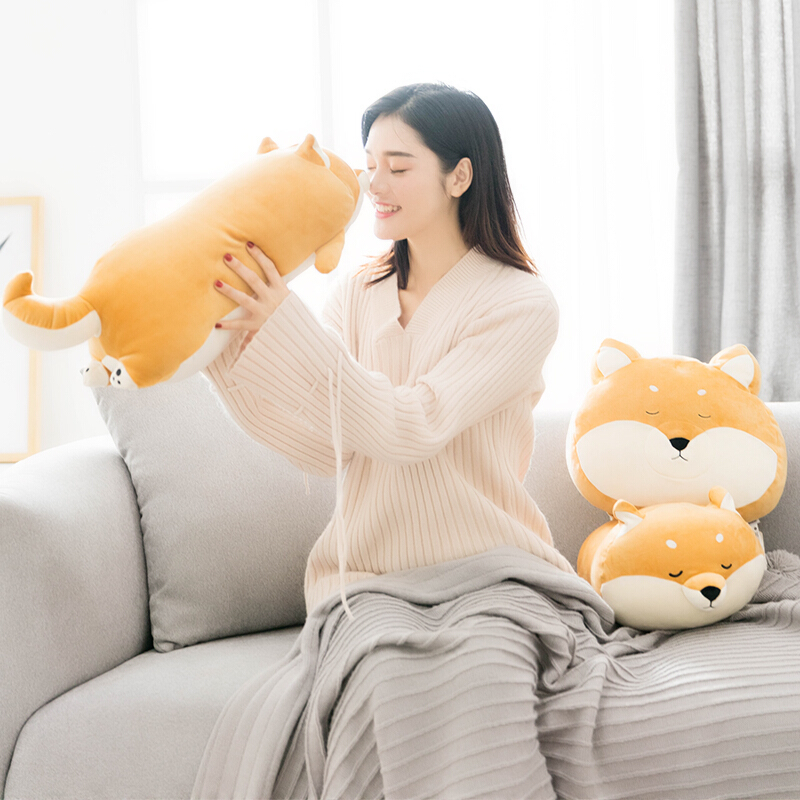 名创优品 (miniso) 柴犬系列-趴姿软萌毛绒公仔创意玩偶(黄色)