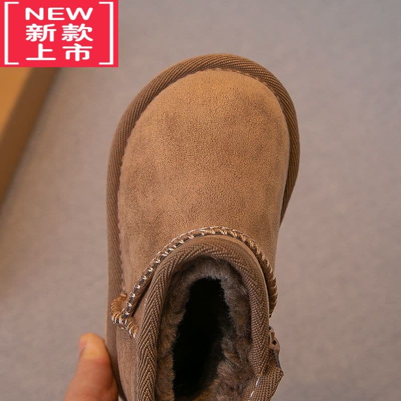 可莉允儿童雪地靴2022冬款男童加绒加厚短靴女童雪地棉小童宝宝棉鞋冬靴图片