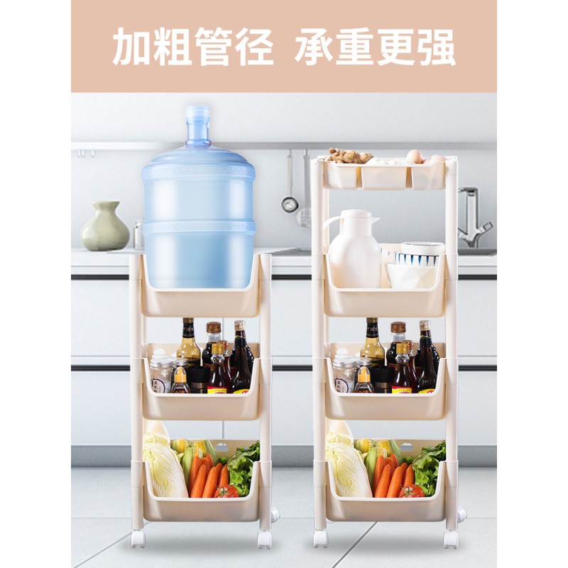 厨房放菜架子家用蔬菜置物架带轮多层零食收纳筐篮子小推车有轮子收纳层架 三维工匠高清大图